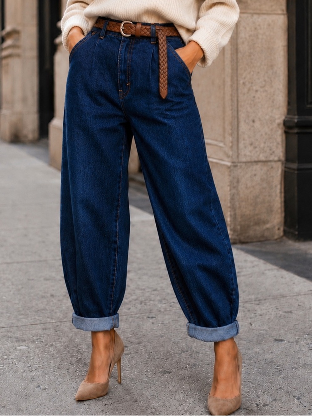 Rare VTG 80s A.Smile Pleated Tapered High Waist Balloon Leg Mom Jeans, 28